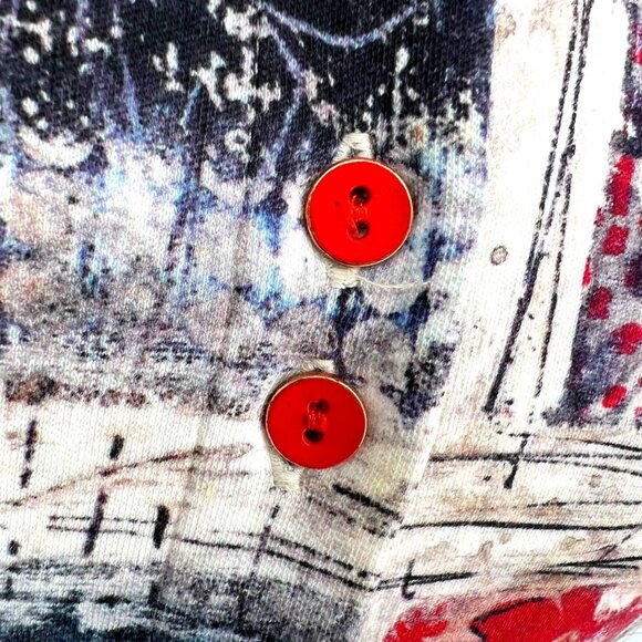 Aventures Des Toiles Abstract Patterned Cotton Cardigan Knit Top Size 38 US 8 - Picture 8 of 12